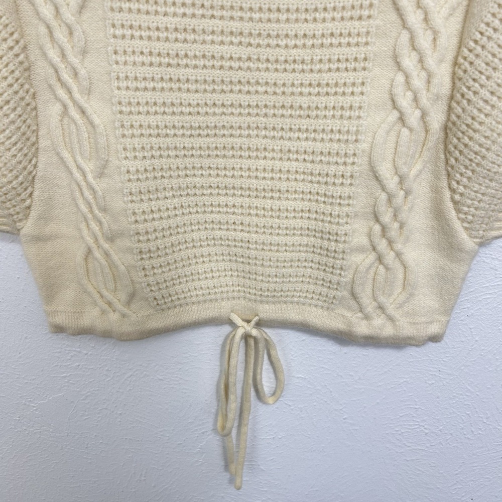 LBLC The Label Butter Cream Cropped Sweater Vest Drawstring Waist Size XS Preppy - Picture 3 of 9